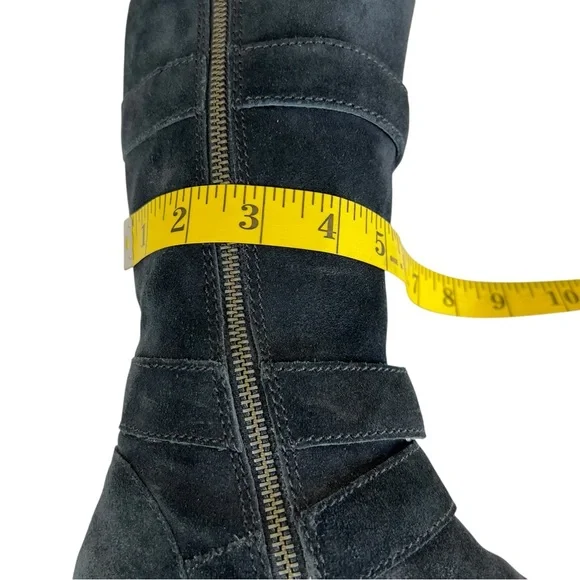Born Black Suede Leather Buckle Heeled Boots - Women’s Size 6.5 - Picture 12 of 16
